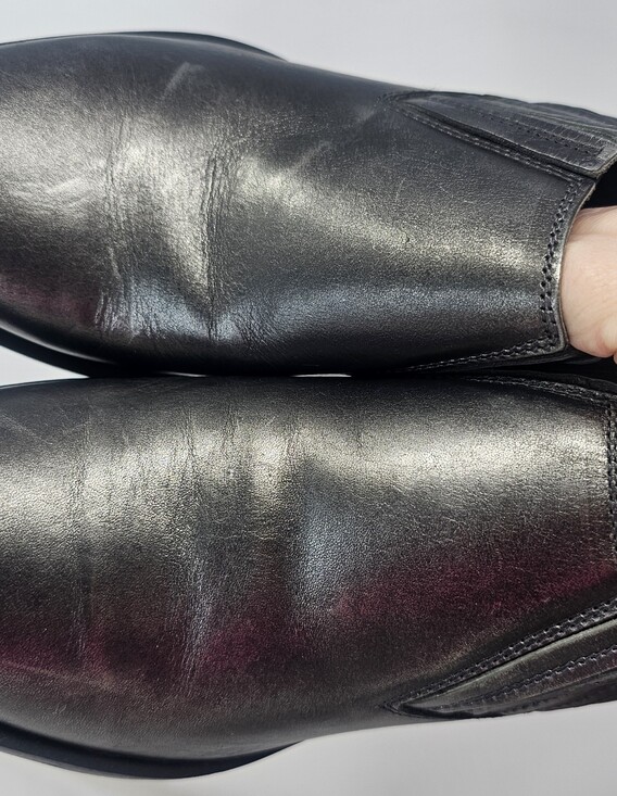 Fly London Ivon Smoke Leather Ankle Snip Boots Sz EU38 US7-7.5 Silver Metallic - Picture 3 of 14